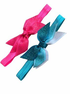 Baby Girls Bright Sparkle Glitter Bow Headband Set